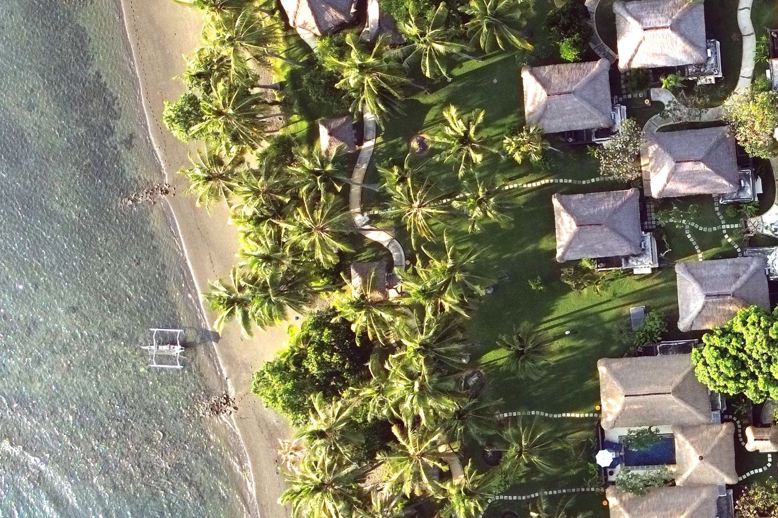 Private beachfront and built in traditional Balinese thatched roof architecture