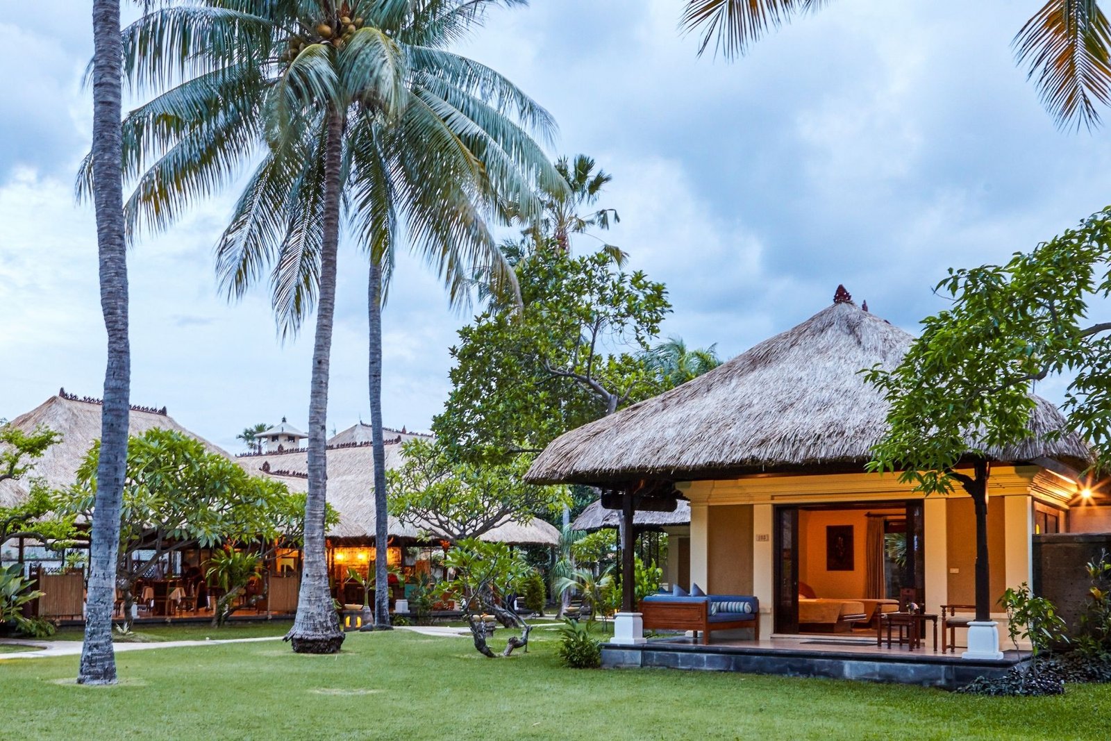 Private beachfront and built in traditional Balinese thatched roof architecture